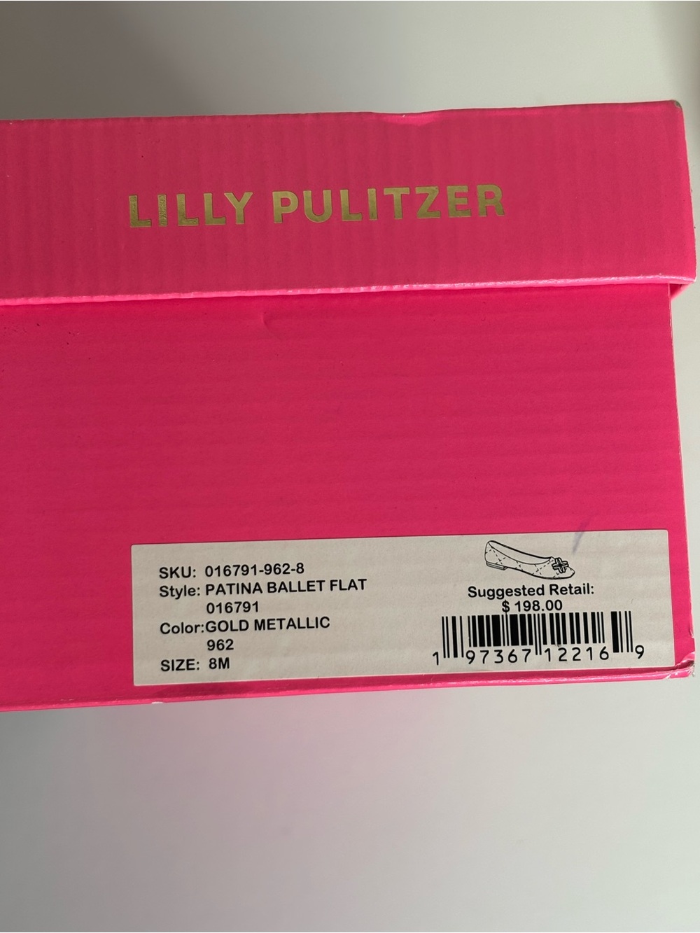 LILLY PULITZER GOLD METALLIC PATINA BALLET FLAT SHOES - Picture 7 of 7